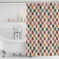 thumbnail image 2 of Colorful Checkered Shower Curtain Set - Long 72" x 84" Washable Bathtub Curtain with 12 Hooks, Vintage Plaid Grid Geometric Beige Waterproof Fabric Stall Shower Curtains for Bathroom/Bathtub Décor, 2 of 6