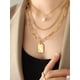 thumbnail image 3 of Zhuge Collar con colgante hecho a mano, cadena de acero de titanio de varias capas, collar con colgante de perla en forma de cara (oro), 3 of 5
