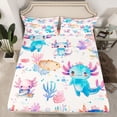 thumbnail image 2 of Castle Fairy Cartoon Axolotl 4 Pieces Queen Sheet Sets for Kids Children,Ocean Marine Animal Ultra Soft Flat Sheet,Cartoon Wildlife Queen Fitted Sheet,Microfiber Bedroom Decor, 2 of 7