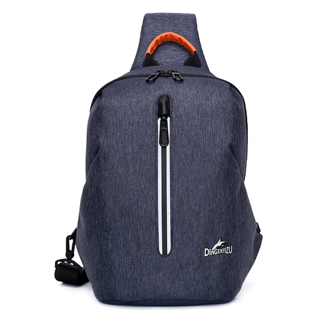Men Sling Backpack Fashion Splash-proof Solid Color Chest Bag Crossbody Purse