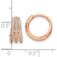 thumbnail image 3 of Sterling Silver Rose-Tone Polished Triple Row Cz Hinged Hoop Earrings (12.3 X 12.81) Made In China qe16309, 3 of 5