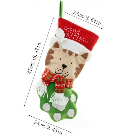 

GUZOM Gift Wrap Storage- Cartoon Cat and Dog Paw Christmas Socks Gift Bag Christmas Decoration Candy Sock