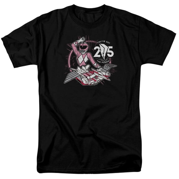 Power Rangers Pink 25 Adult 18/1 T-Shirt Black