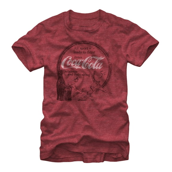 Men's Coca Cola All Sport Leads to Thirst  Graphic Tee Red Heather 2X Large