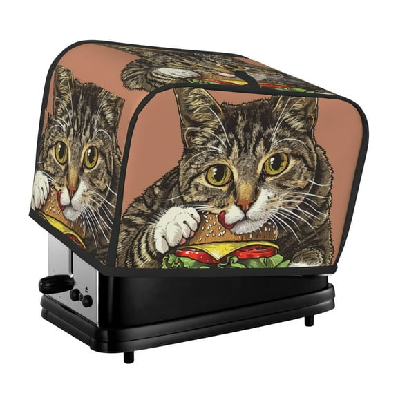Toaster Cover For 2 Or 4 Slice, Two Or Four Slice Toaster Hood Dust-Proof Cover For Kitchen Washable Small Appliance Hamburg Cat