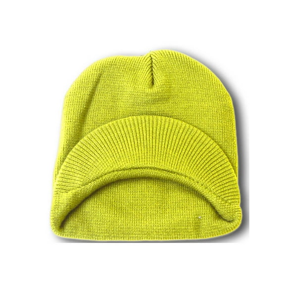 Top Headwear Cuffless  Visor Winter Beanie - Neon Yellow