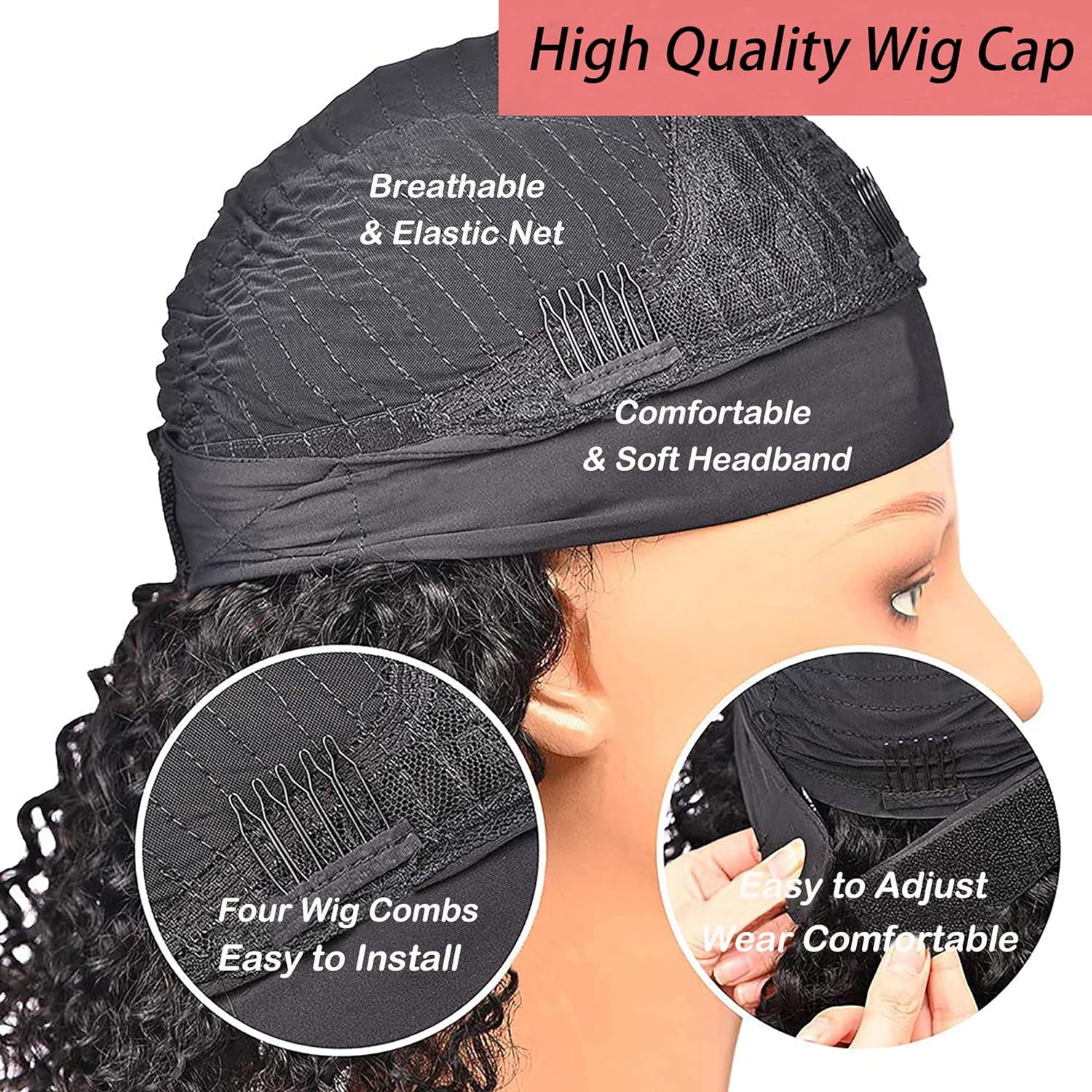 Headband Wig Human Hair 180% Density 10 Inch Deep Wave Headband Wigs Human Hair Wig Glueless Wigs Human Hair Natural Color Curly Human Hair Wigs for Black Women Human Hair None Lace Front Wigs Human H