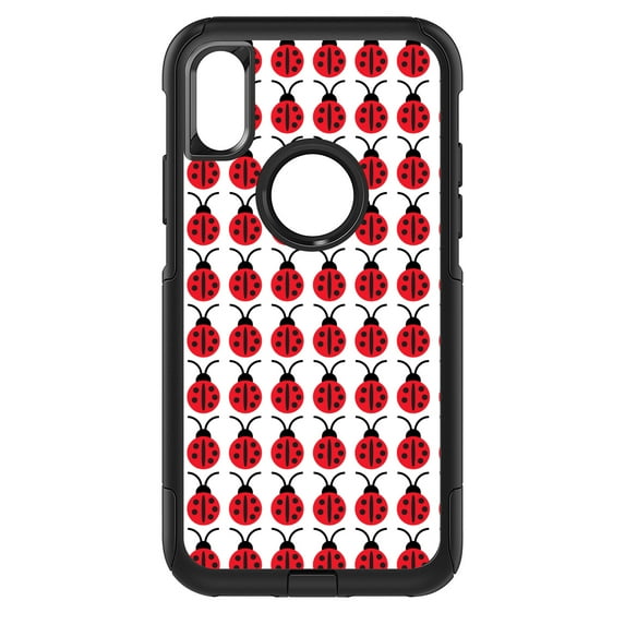 DistinctInk Custom SKIN / DECAL compatible with OtterBox Commuter for iPhone XR (6.1" Screen) - Red White Black Lady Bugs