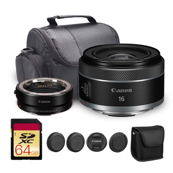 Canon RF 16mm f/2.8 STM Lens (5051C002)   EF-EOS R Adapter   Bag   64GB Card