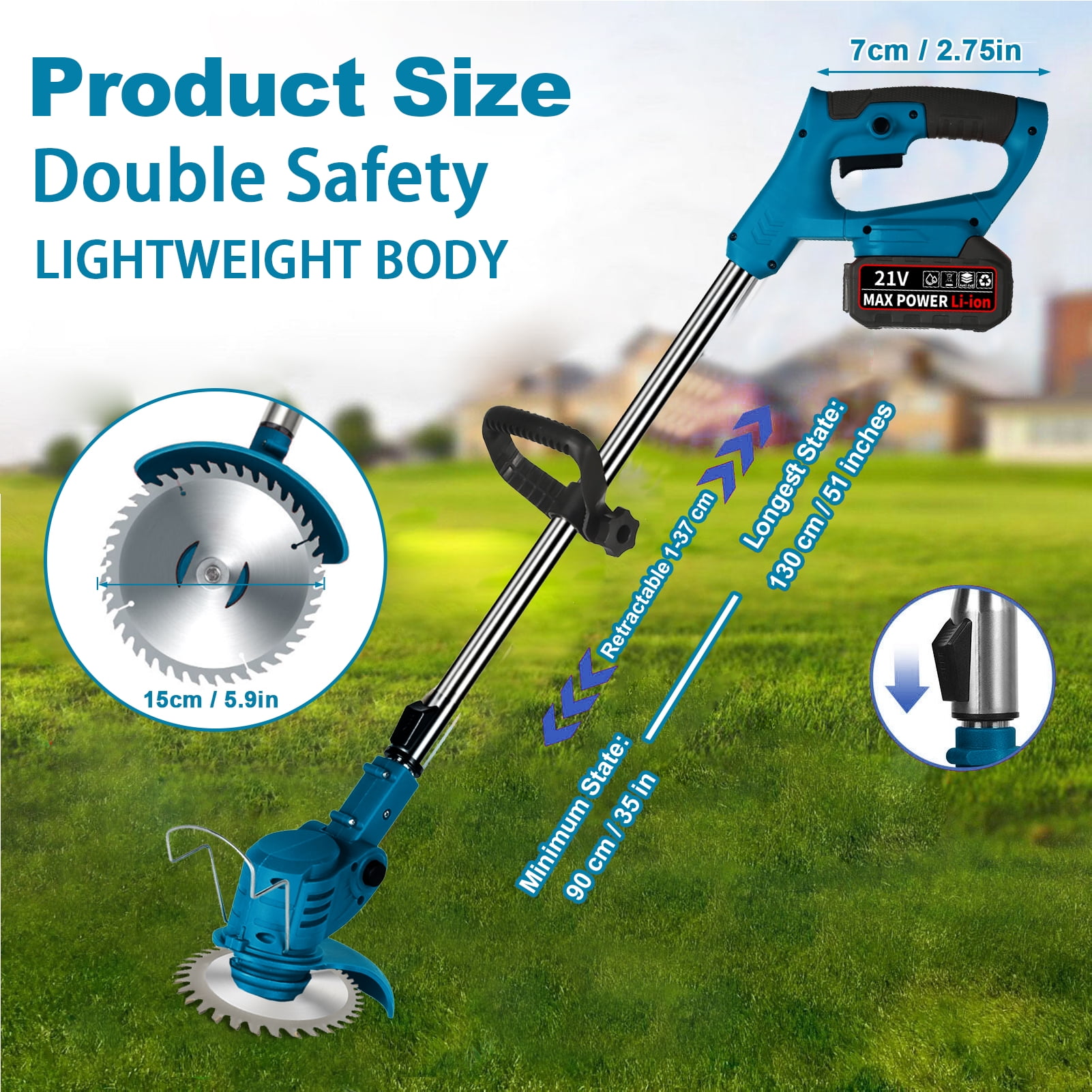 Victool Electric Lawn Mower Rechargeable Li-ion Battery Cordless Grass Trimmer Household Garden Home
