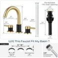 thumbnail image 5 of Bathroom Faucet 3 Hole, Brushed Gold and Black Bathroom Sink Faucet with Pop Up Drain, 8 inch Widespread Bathroom Faucet with 360° Swivel Spout, 2 Handle Vanity Faucet with Water Supply Hoses, 5 of 12