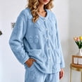 thumbnail image 6 of Lcziwo Womens Fleece Jacket Button Down Long Sleeve Loungewear Bow Texture Fuzzy Cozy Pajama Tops with Pockets 2026 Blue,XXL, 6 of 9
