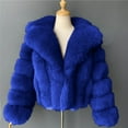 thumbnail image 4 of Olyvenn Women's Faux Fur Coat Winter Long Sleeve Cropped Jacket Open Front Fuzzy Fluffy Furry Cardigan Short Coat Outwear Blue L, 4 of 5