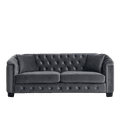 thumbnail image 3 of Newest 77-Inch Modern Chesterfield Velvet Sofa, 3-Seater Modern Couches, Upholstered Tufted Backrests with Nailhead Arms and 2 Cushions for Living Room, Bedroom, Apartment, Office (Grey), 3 of 3