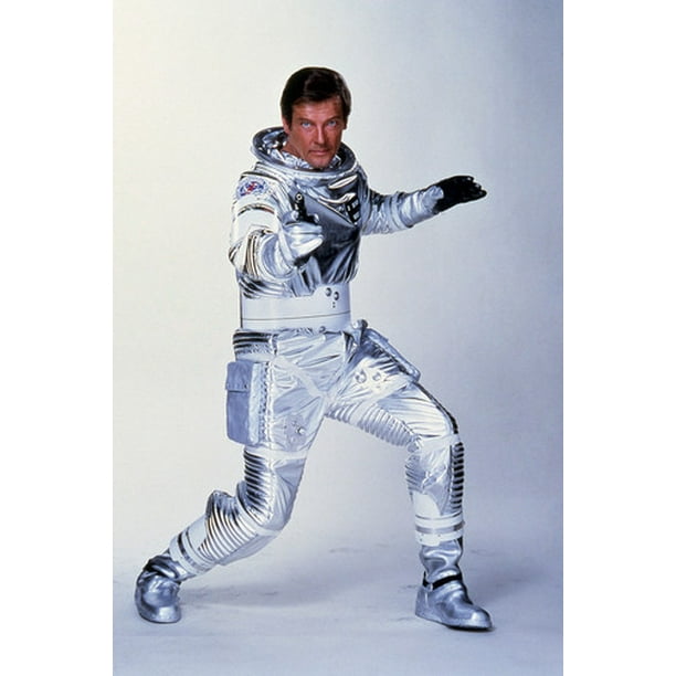 Roger Moore In Moonraker Iconic James Bond 007 Gun Pose In Silver Space Suit 24x36 Poster Walmart Com Walmart Com