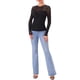 thumbnail image 2 of INSPIRAR CHIC Blusa de Mujer de Manga Larga de Malla Transparente con Cuello Redondo de Doble Capa para Fiesta Club Tops XS Negro, 2 of 6