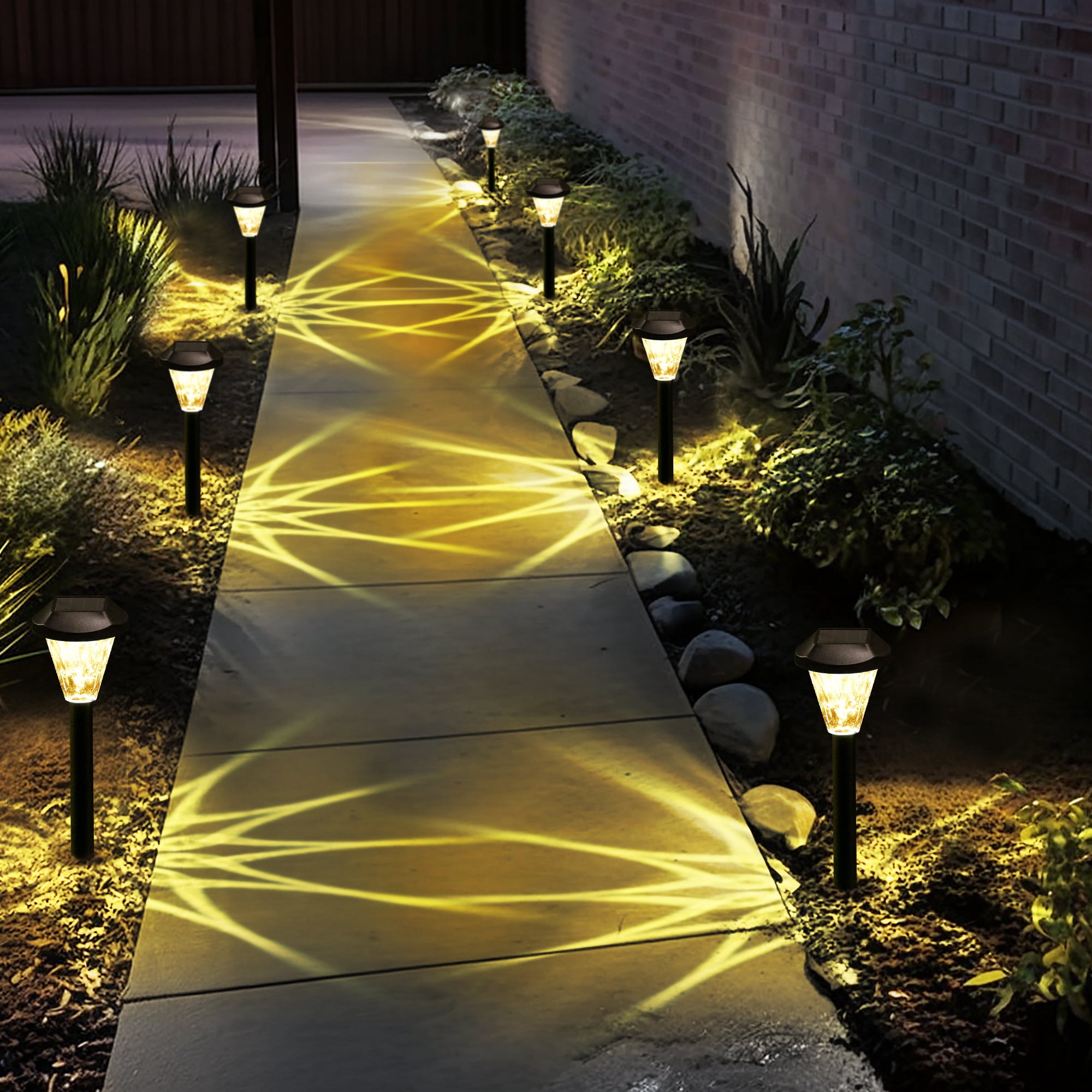 GIGALUMI 8 Pack Waterproof Outdoor Solar Pathway Lights for Garden and Landscape