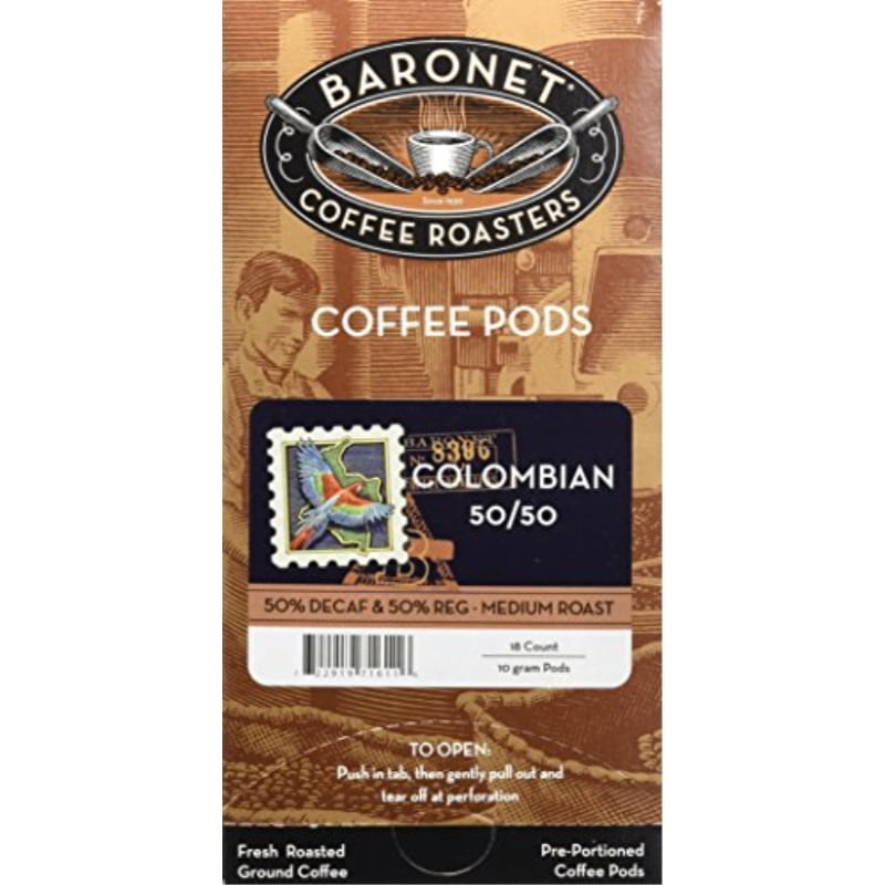 Coffee 50/50 Regular and Decaf 100 Colombian Coffee Pods, 54