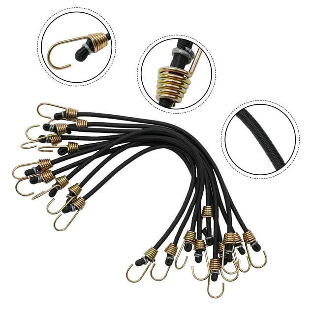 GLFILL Elastic Rope Straps 20 Pack Elastic Bungee Cord Heavy Duty Latex Cord Elastic Cord Elastic Rope Luggage Accessories Black 10PC