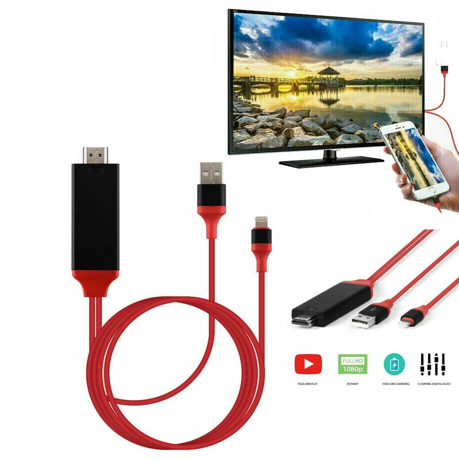 Lightning to HDMI Digital AV TV Cable,Compatible with iPad iPhone to - Ver Ipad En Tv Con Cable Hdmi