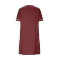 thumbnail image 6 of yoeyez Nurses Scrub Dress Uniforms Women's Solid Color Splicing Knee Length Dresses with Pocket Casual Short Sleeve V-Neck Holiday Workwear Wine,S, 6 of 7