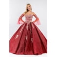 thumbnail image 3 of Women's Elizabeth K Ruffled Glitter Ball Gown Sweetheart Quinceanera Dress Gl1912 Rose Pink Gold Size XS, 3 of 5