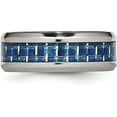 thumbnail image 4 of Avariah Diamonds Chisel Titanium Polished with Blue and White Carbon Fiber Inlay 8.2mm Band - Ring Size 12.0, 4 of 8