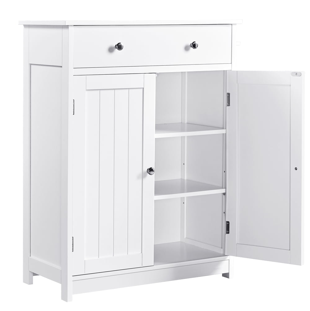 Yaheetech Free-Standing Bathroom Cabinet Storage Cabinet with Drawer and Doors,White