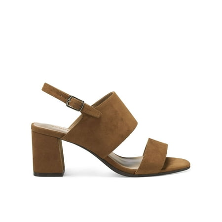 AEROSOLES Womens Brown Padded Emmex Square Toe Flare Slip On Heeled Sandal 5.5 M