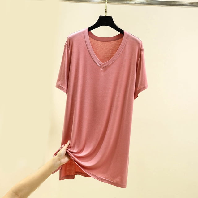 aidice Womens Oversized T Shirts Summer Sleep Tops V Neck Loose Fitting Lightweight Soft Comfy Tees Pajama Modal Tshirts