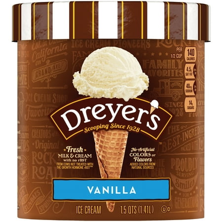 EDY'S/DREYER'S Vanilla Ice Cream 1.5 qt. Tub - Walmart.com
