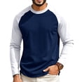 thumbnail image 2 of UDAUDU Mens Crewneck Tops Raglan Block Casual Soft Long Sleeve Tshirts Daily Wear Athletic Tops S, 2 of 5