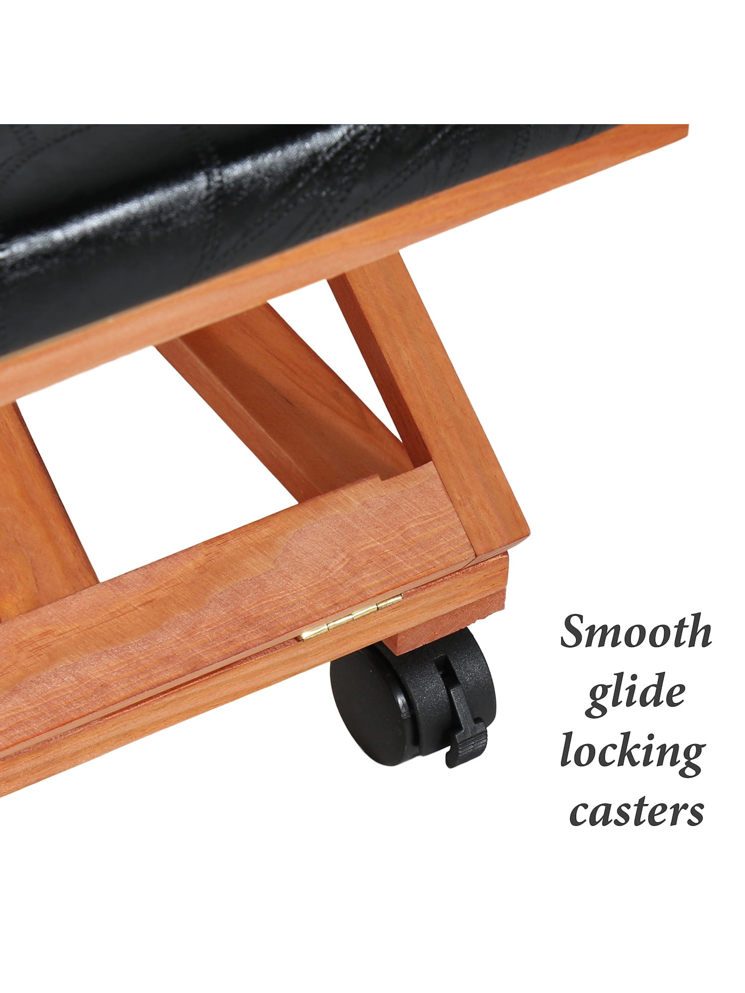 EPC Rolling Adjustable Solid Wood Fold-A-Way Leather Cushion Foot Rest