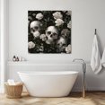 thumbnail image 6 of Wall Art Prints, Halloween Skull Framed Canvas Prints for Bedroom Living Room Bathroom Office, Retro White Rose Flower Horror Fall Gallery Wrap Wall Art Poster for Gifts Home Decor 12"x12", 6 of 9