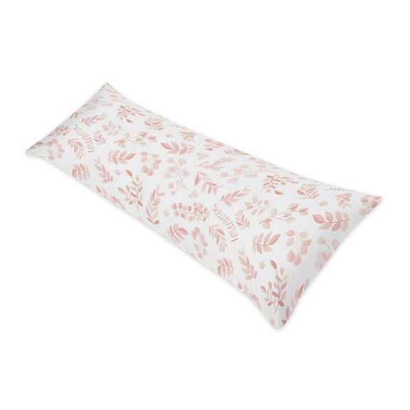 Sweet Jojo Designs Botanical Blush Pink and White Body Pillow Cover Case 54x20 (Pillow Not Included)