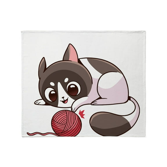 CafePress - Cute Kawaii Cat - Soft Fleece Throw Blanket, 50"x60" for All Ages