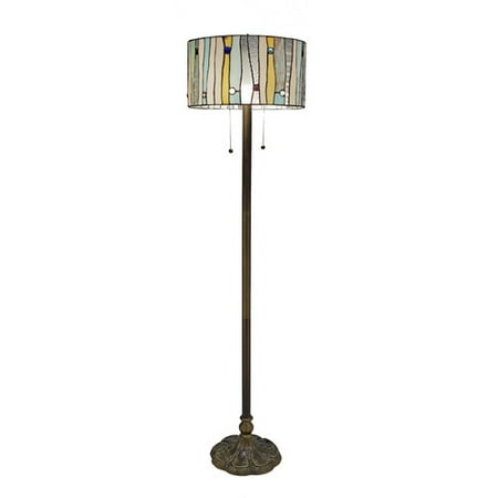 - Serena d'italia Contemporary Tiffany 2 light Blue 58 in. Bronze Floor Lamp