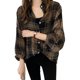 thumbnail image 5 of Camisa a cuadros Mujer Blusa de manga larga de primavera Botón Top informal suelto, Negro, M Inevent AP001367-02, 5 of 7