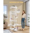 thumbnail image 5 of Hzuaneri Cat Tree, 82.6" Tall Large Multi‑Level Indoor Cat Tower with Scratching Posts, Hammock & Pom Poms, White, 5 of 8