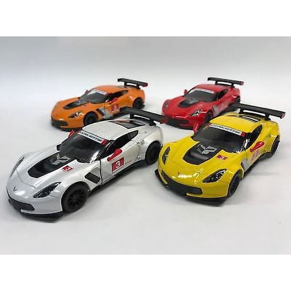 Set of 4 : Kinsmart 5" Chevy Chevrolet Corvette C7 R Diecast Model Toy Car 1:36