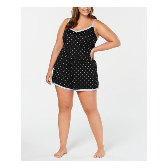 ALFANI Intimates Black Floral Sleepwear Shirt Plus Size: 2X