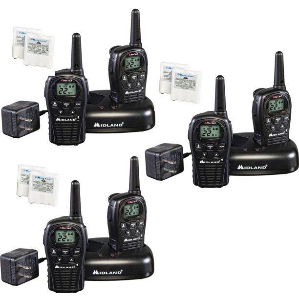 6 PACK Midland Rechargeable Walkie Talkie Radios 24 Mile 22 Channels LXT500VP3 Xtra Talk GMRS