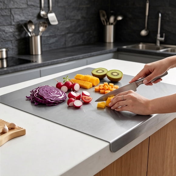 ZZHZGZ Canada Sale Planche à Découper en Acier Inoxydable pour Cuisine, Planche de Qualité Chef avec Pieds Agréables pour la Préparation des Aliments