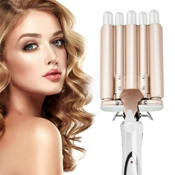 AMERTEER 5 in 1 Curling Wand Set with 3 Barrel Hair Crimper for Women Beach Waver Curling Iron Wand Fast Heating Hair Wand in Hair Type