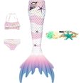 thumbnail image 1 of 4PCS Mermaid Tails for Swimming for Girls Kids Mermaid Swimsuit Costume Princess Bikini Set Bathing Suits_Special Gift, 1 of 5