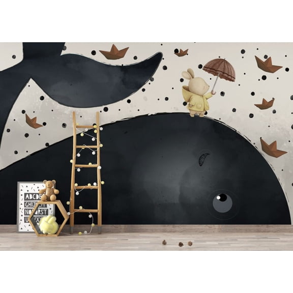 Muravie Big Whale and Bunny 3D Wallpaper