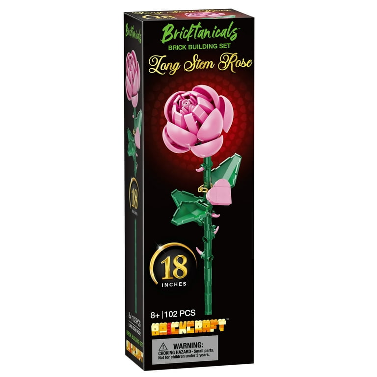 Brickcraft Pink Long Stem Rose Brick Building Kit (102-Plastic