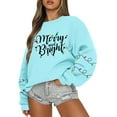 thumbnail image 5 of Women's Long Sleeve Sweatshirt Casual Crewneck Loose Fit Pullover Fleece Tops with Christmas Print, Perfect for Holiday and Casual Wear, Comfortable and Stylish,Blue,M, 5 of 6
