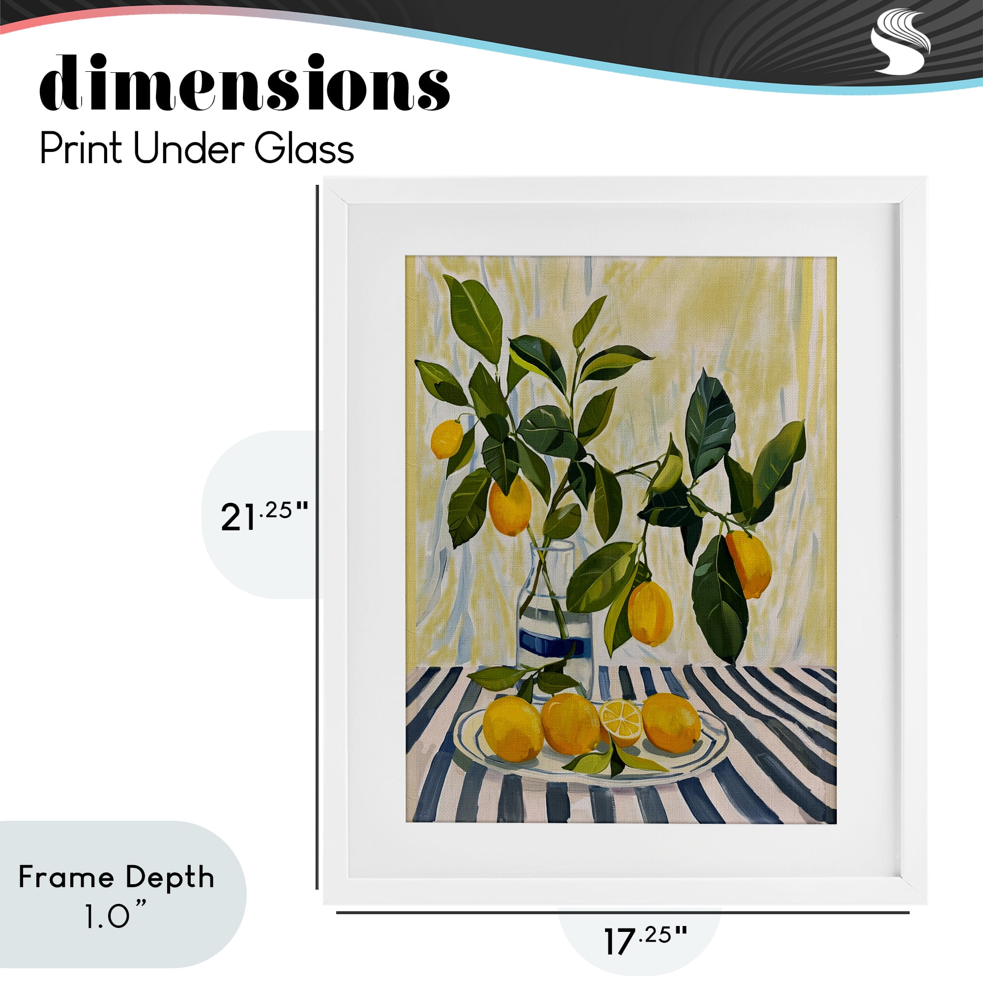 Stupell Industries Lemons on Striped Tablecloth White Framed Print Under Glass, design by Yen