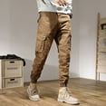 thumbnail image 5 of Defitshape Men's 100 Cotton Cargo Pants Ankle Length Tapered Leg Pants Casual Outdoor Comfy Trendy Work Utility Tactical Pants Khaki 36, 5 of 5